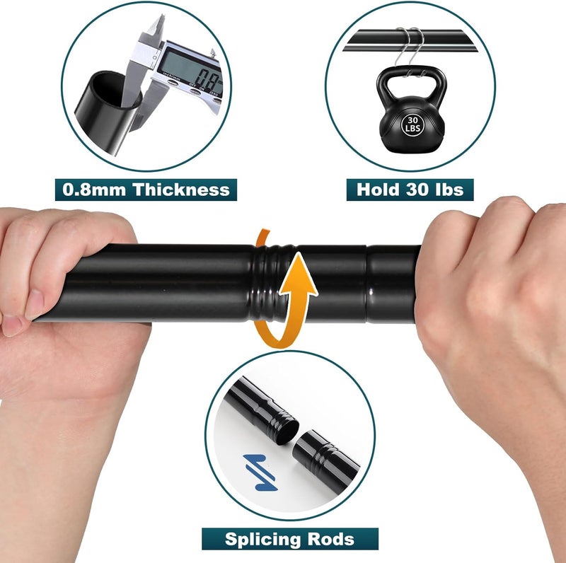 ABtool Black Double Curtain Rods for 30in-65in Windows with Brackets and Curtain Clip,1Inch Heavy Duty Dual Curtain Rod, Adjustable Decorative Curtain Rod for Window,Bathroom,Patio,Bedroom,Sliding Glass,Door - Image 4